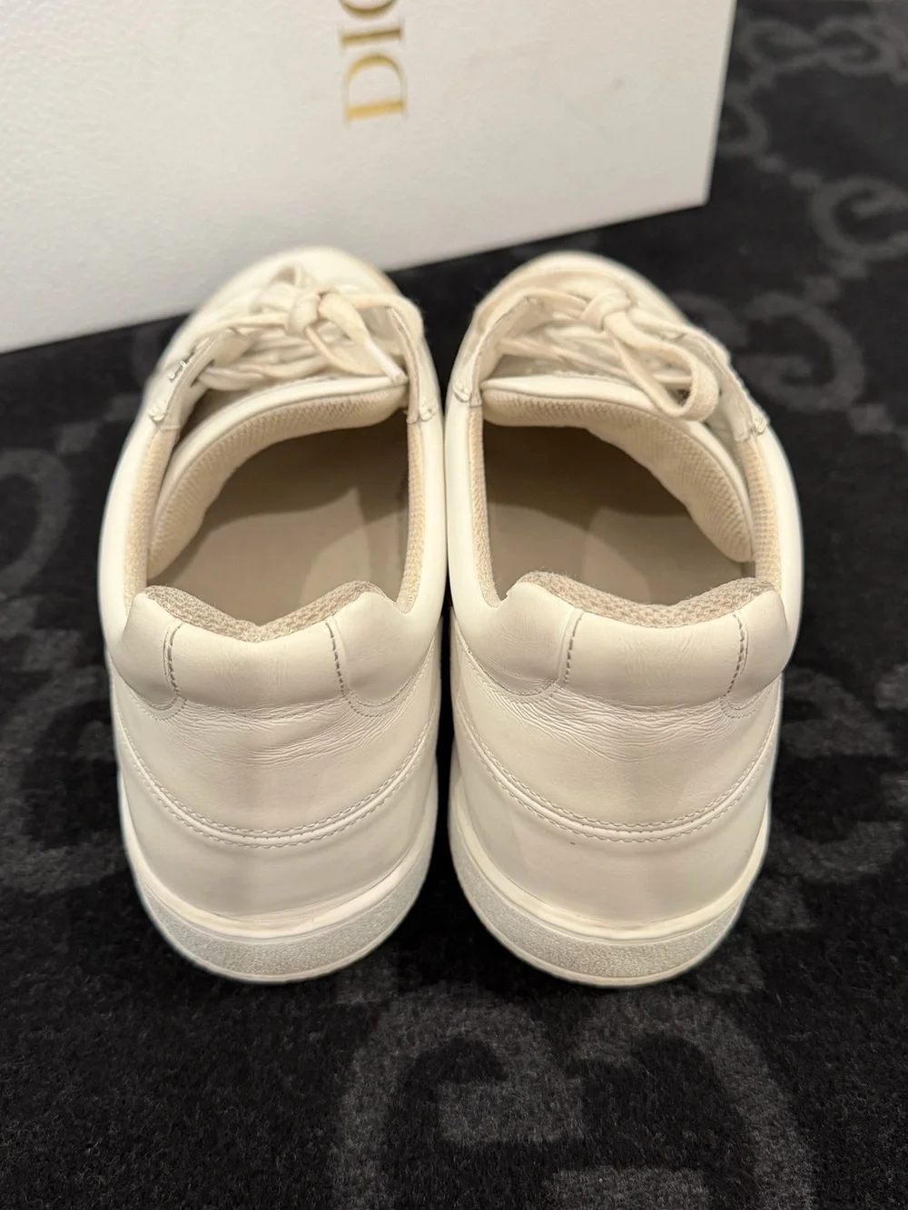 Dior Women's White Sneakers with Beige Suede Toe and Black Star